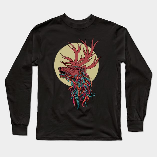 Deer Ornate Long Sleeve T-Shirt by Tuye Project